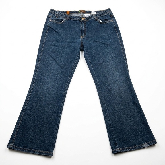 Wrangler Denim - Wrangler Aura Womens 18P Short Rise Bootcut Jeans Dark Wash Blue Denim 18 Petite